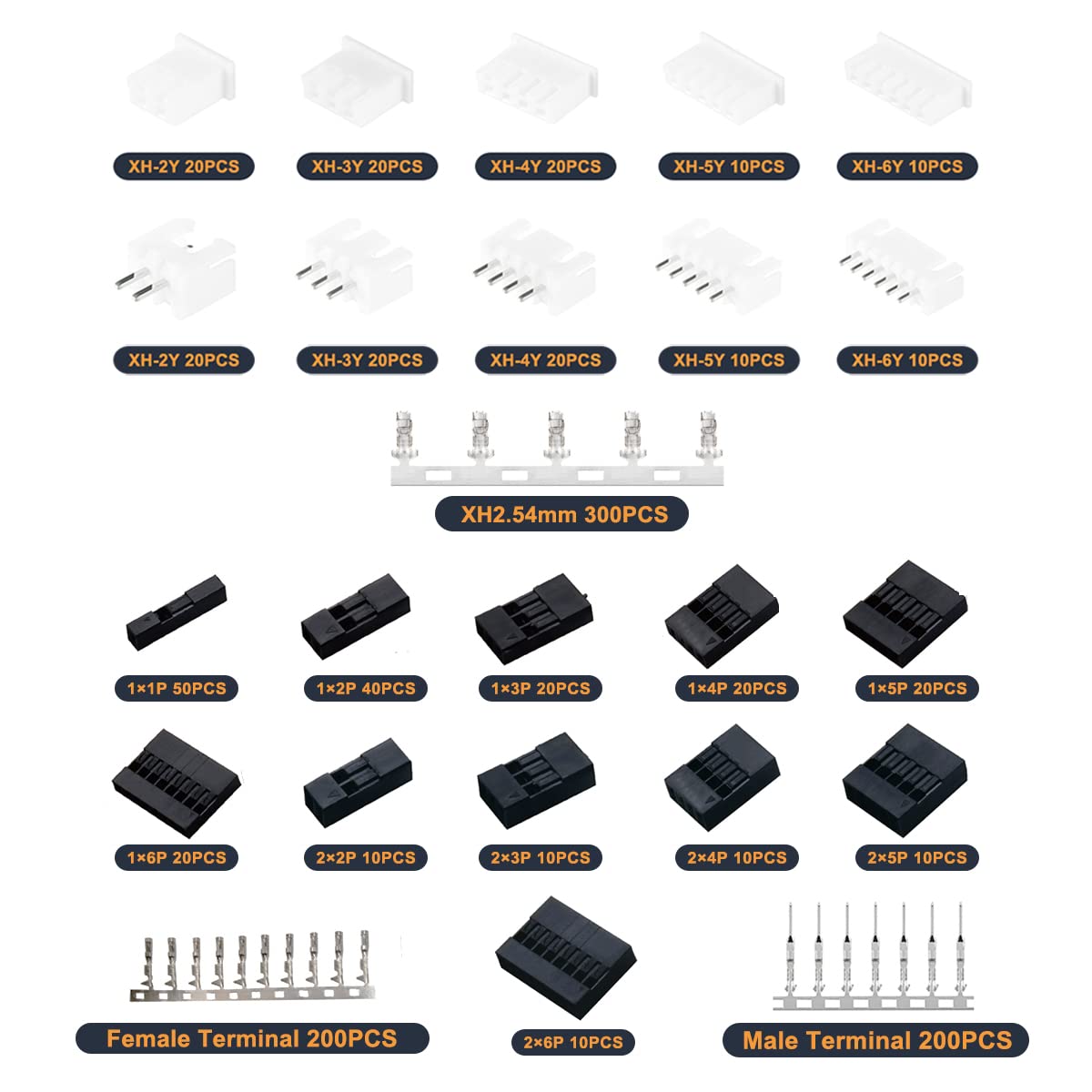 1080PCS Dupont/JST-XH Terminal - Head Pin Assorted recension och pris